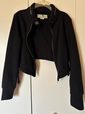 Jolt Black Cropped Bomber Jacket